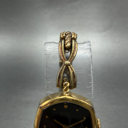 Seiko Watch Women 19mm Black Dial Gold Tone Octagon 1400-6430 New Battery4