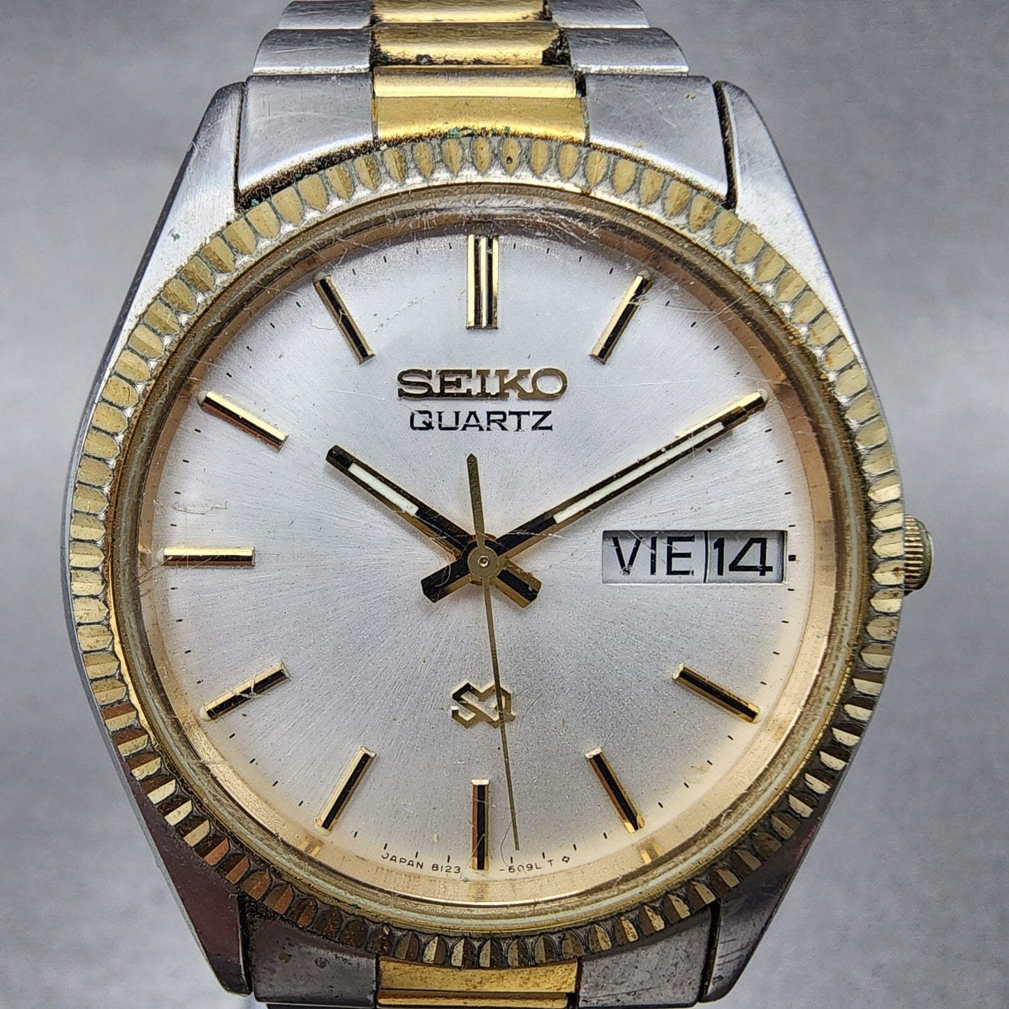 VTG Seiko SQ President Watch Women 33mm White Dial Two Tone Daydate Round NewBat1