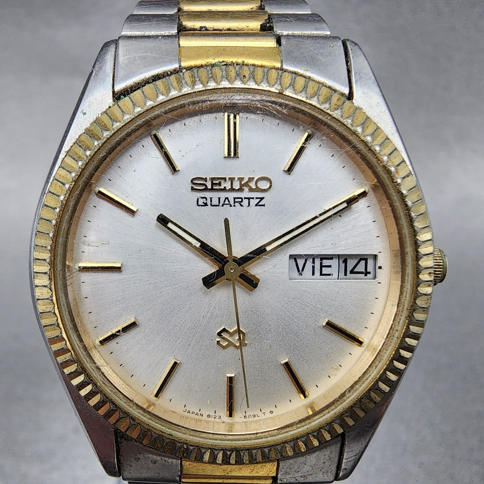 VTG Seiko SQ President Watch Women 33mm White Dial Two Tone Daydate Round NewBat1