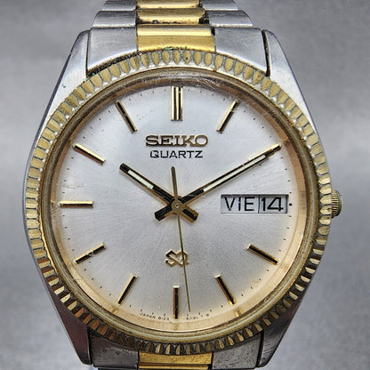 VTG Seiko SQ President Watch Women 33mm White Dial Two Tone Daydate Round NewBat1