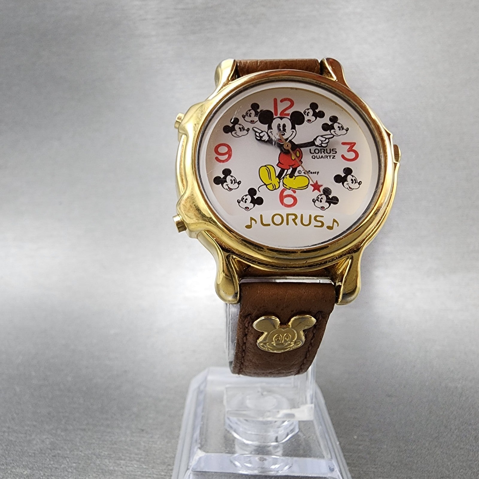 Lorus Mickey Mouse Watch Women 34mm White Dial Gold Tone Round V4220010 New Bat5