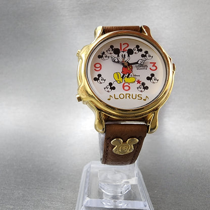 Lorus Mickey Mouse Watch Women 34mm White Dial Gold Tone Round V4220010 New Bat5