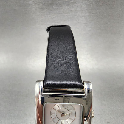 Fossil Steel Dual Time Watch Women 23mm Silver Dial Silver Tone Rectangle NewBat4