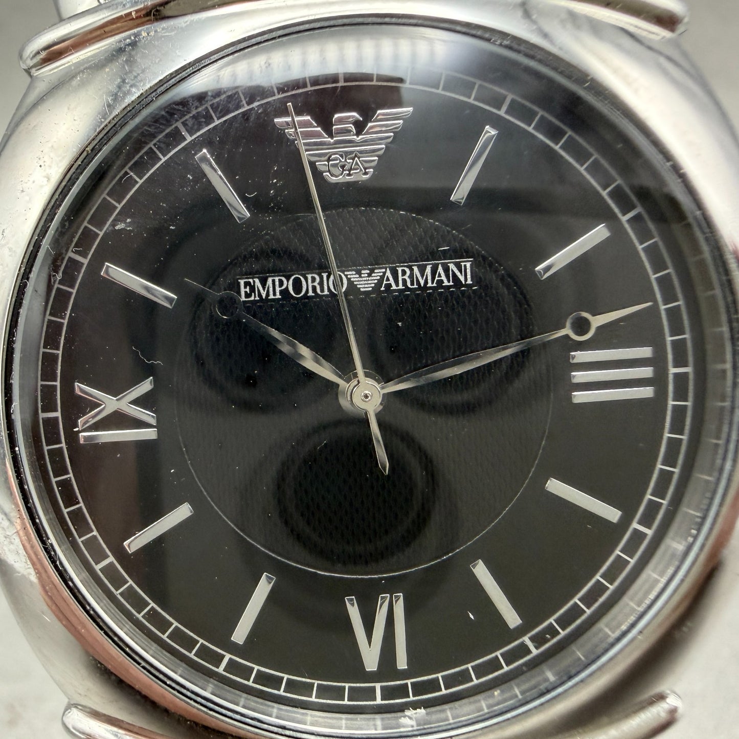 Emporio Armani Watch Men 41mm Black Dial Silver Tone Round AR-0263 New Battery1