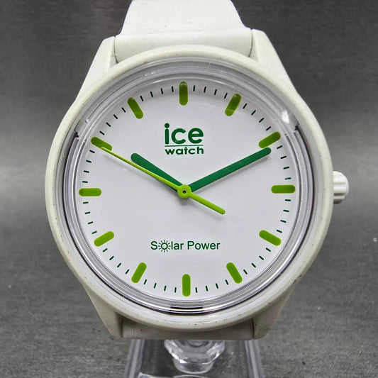 Ice Watch Men 40mm White Dial White Tone Ice Solar Round 017762 Works Nature0