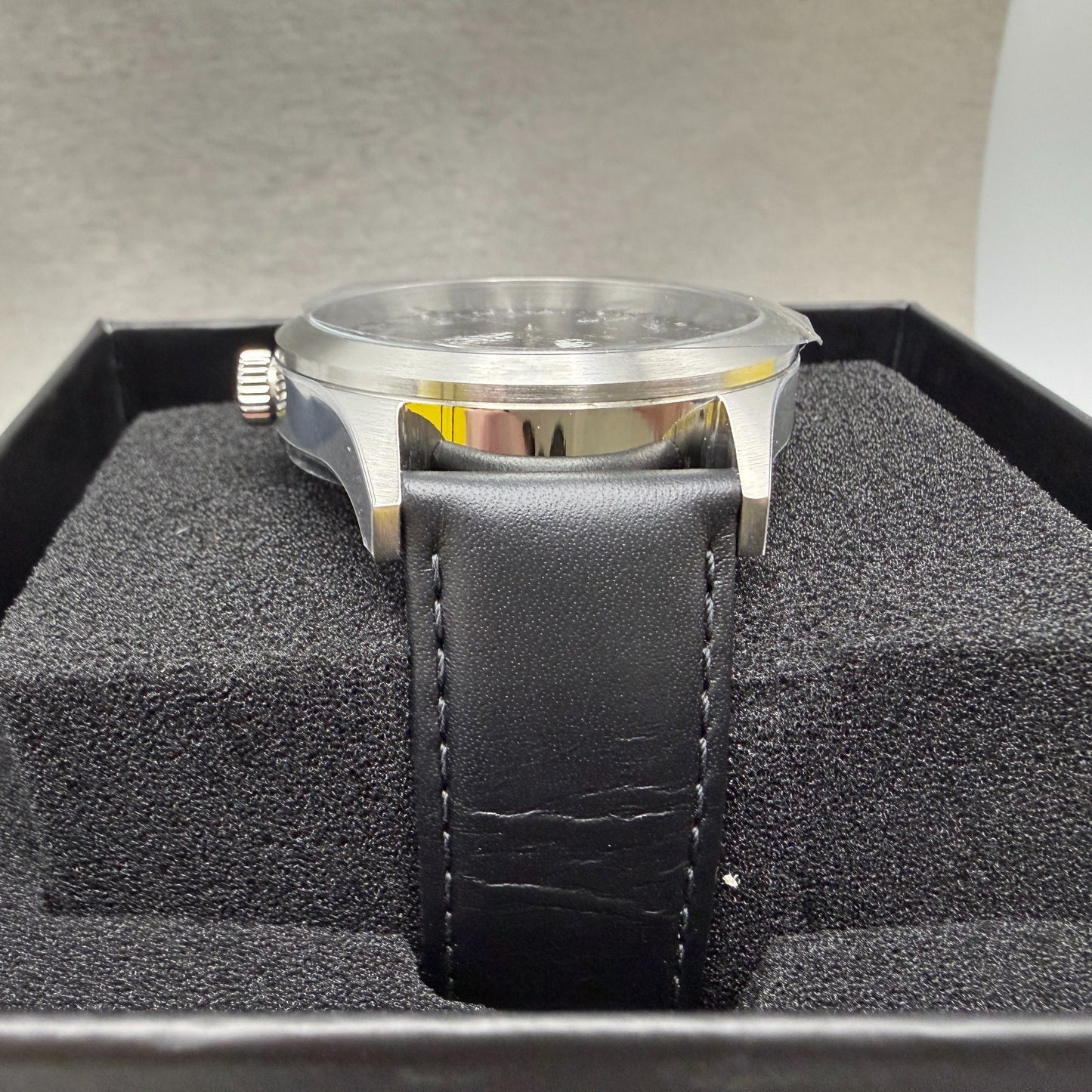 Invicta Celestial Watch Men 43mm Black Dial Silver Date Round Leather 477666