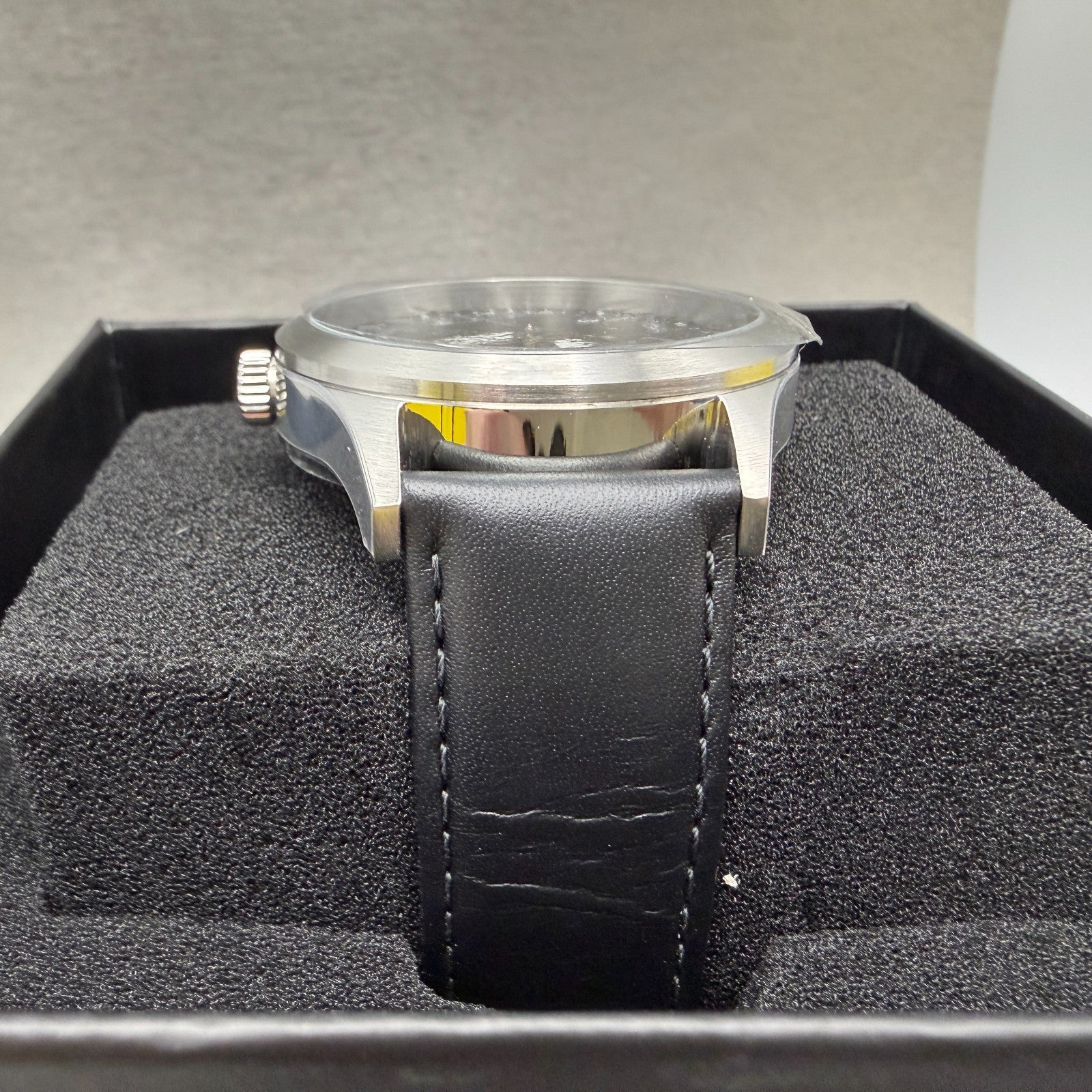 Invicta Celestial Watch Men 43mm Black Dial Silver Date Round Leather 477666
