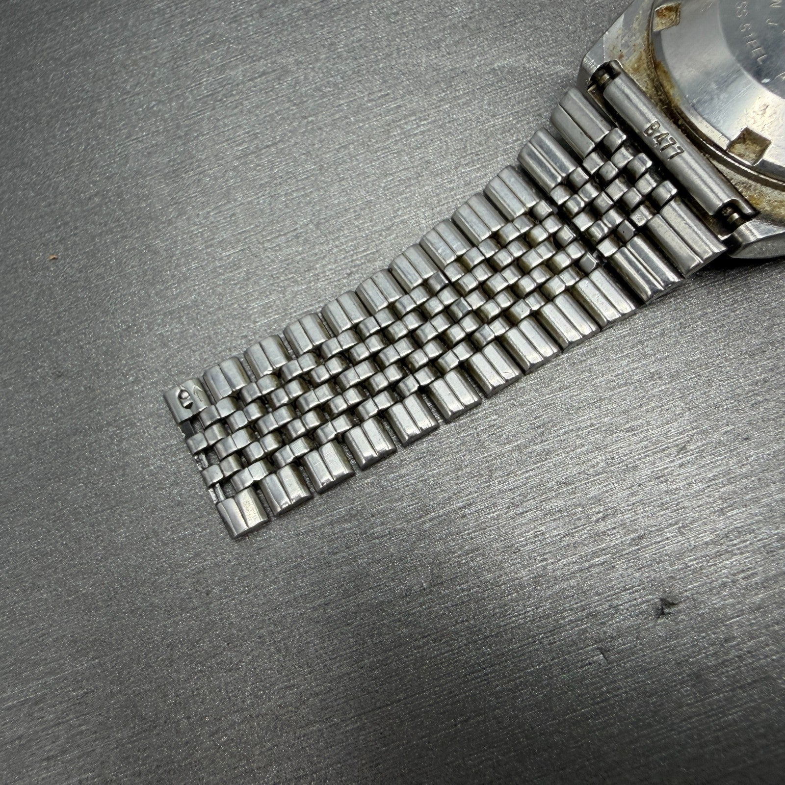 Seiko Digital Watch Men 34mm LCD Alarm Chrono Solar Silver Tone A156-5029 PARTS12