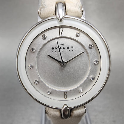 Skagen Watch Women 25mm White Dial Silver Tone Round SKW2012 New Battery1