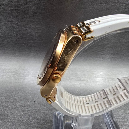 Swatch Irony Fancy Me Pink Gold Watch Women 33mm Gemmed Date YLG403 New Battery2