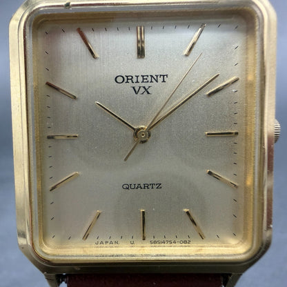 Orient VX Tank Watch Men 27mm Champagne Dial Gold Tone Rectangle New Battery1