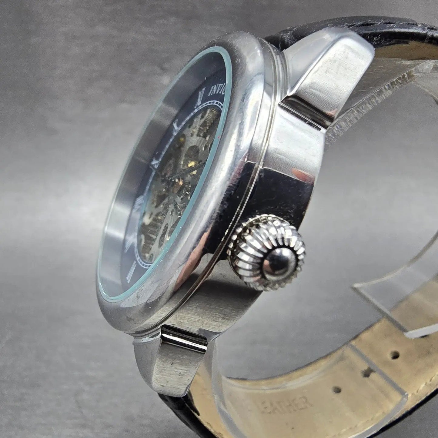 Invicta Specialty Skeleton Watch Men 42mm Blue Dial Silver Tone Manual Wind Runs2