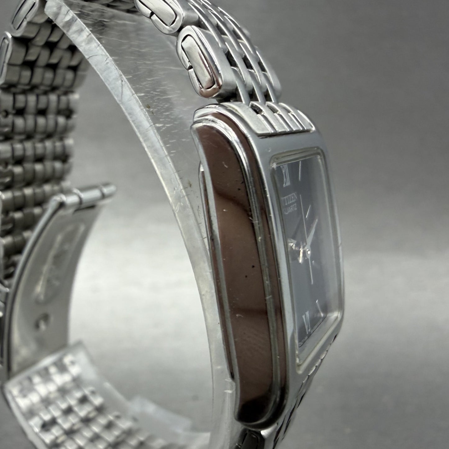 Citizen Tank Watch Women 18mm Black Dial Silver Tone Rectangle New Battery ABC3