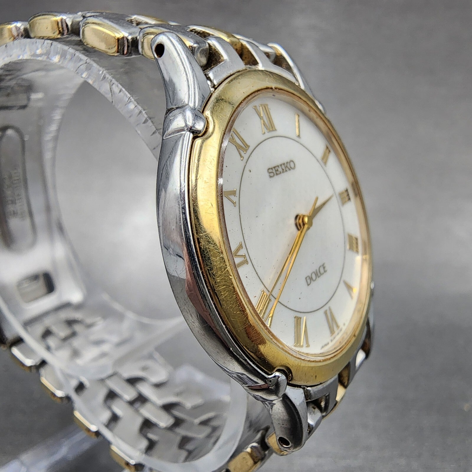 Seiko Dolce Watch Men 32mm White Dial Two Tone 8j416070 New Battery READ!!!3