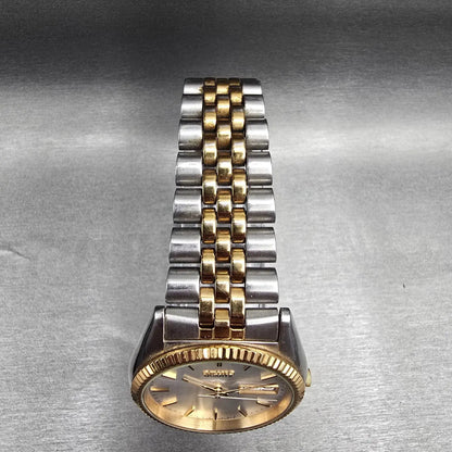 Seiko President Watch Men 35mm Silver Dial Two Tone Daydate 7N43-8111 New Batt6