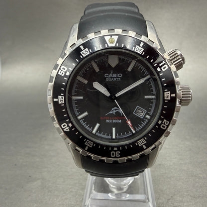 Casio Super Illuminator Dive Watch Men 43mm Black Dial Steel Date Round NewBatt40