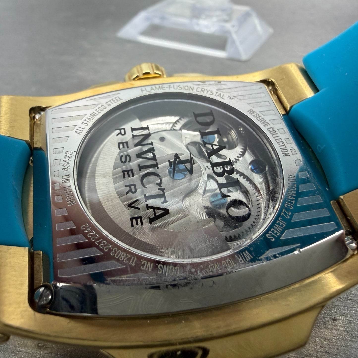 Invicta S1 Rally Diablo Moonphase Watch Men 52mm Skeleton Gold Tone 43423 PARTS10