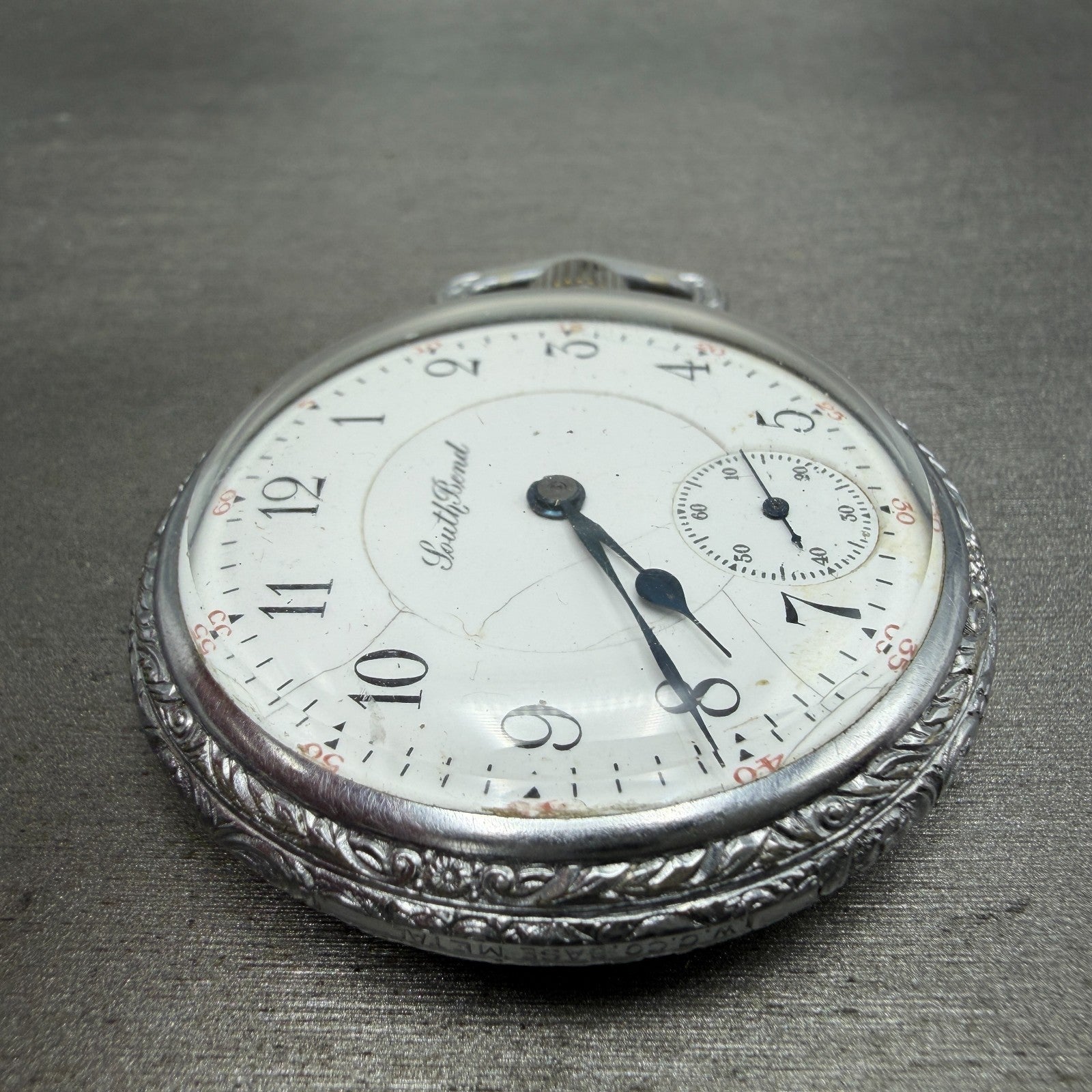 South Bend Pocket Watch White Dial Silver Tone Grade 292 Manual Wind PARTS4