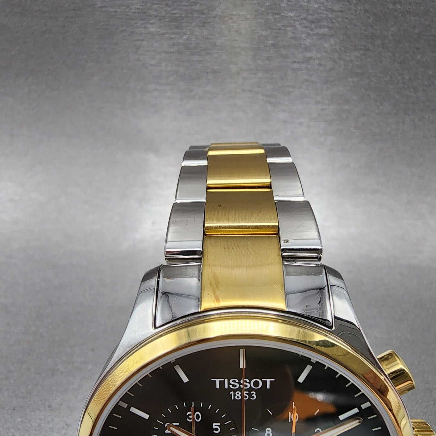 Tissot Chrono XL Classic Watch Men 45mm Green Dial Two Tone Date Round Swiss4