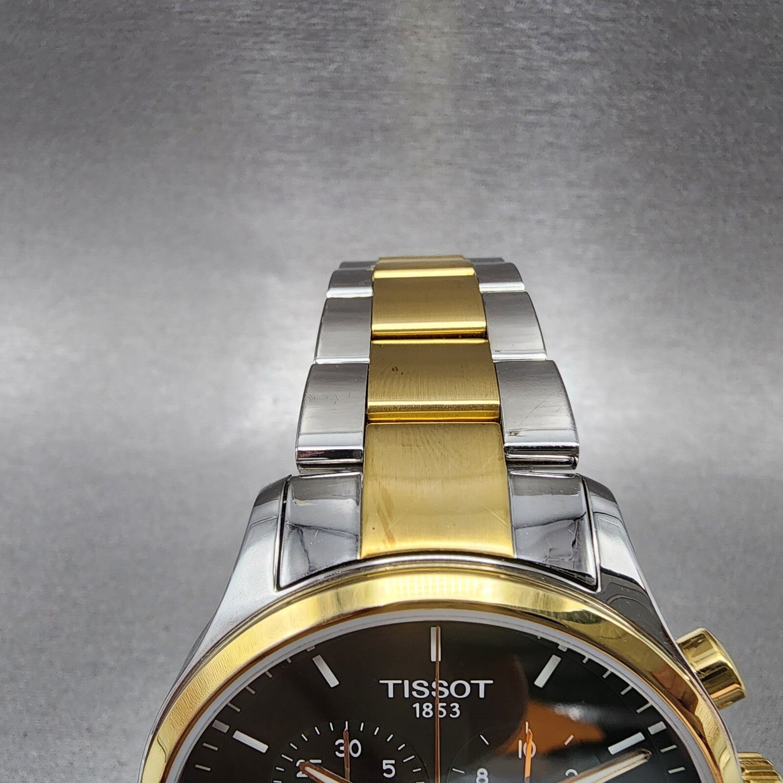 Tissot Chrono XL Classic Watch Men 45mm Green Dial Two Tone Date Round Swiss4