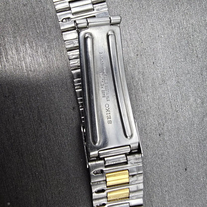 Seiko Landy Bracelet 18mm Stainless Steel Two Tone Folding Clasp VTG Japan11