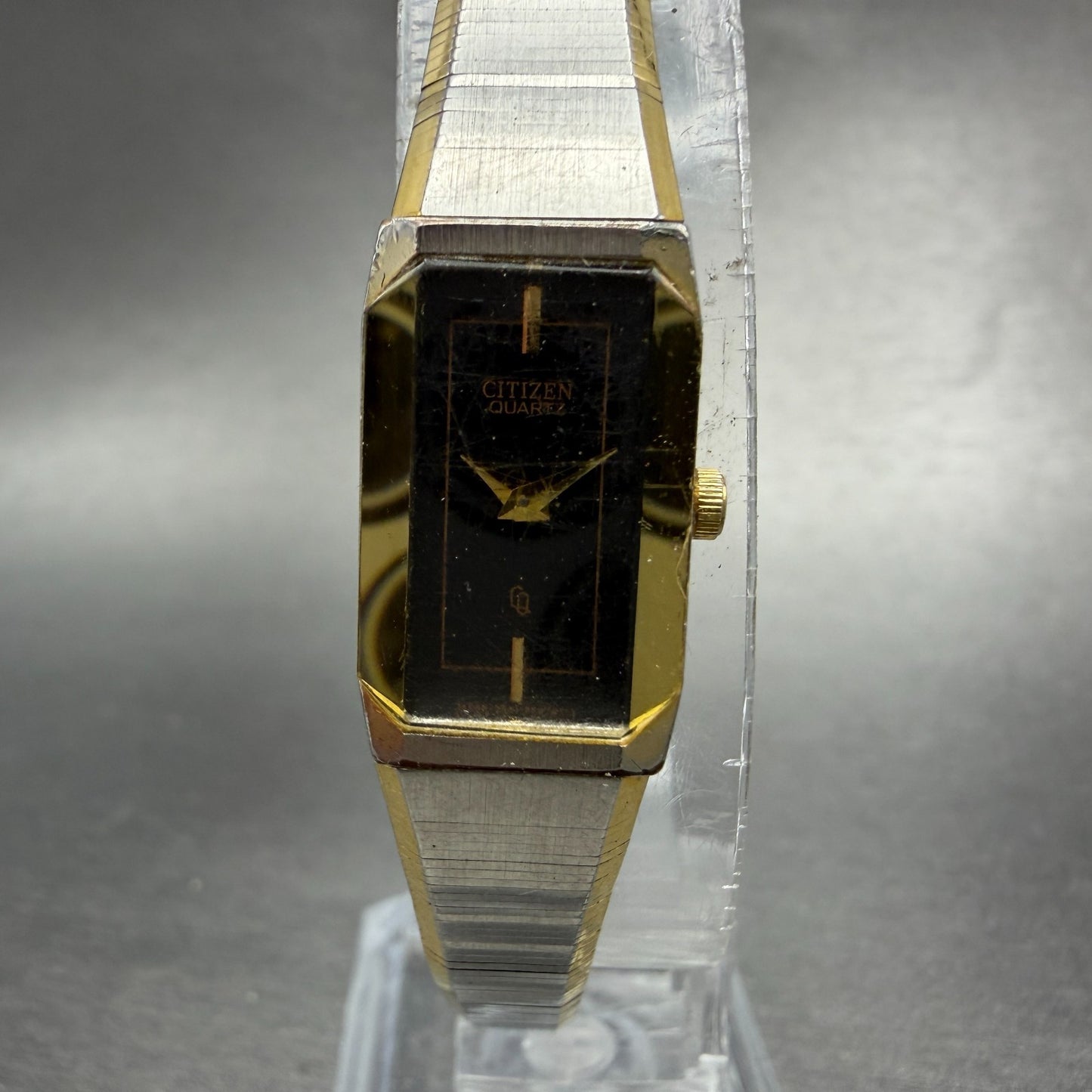 Citizen CQ Tank Watch Women 13mm Black Dial Two Tone 5421-F42228 New Battery0
