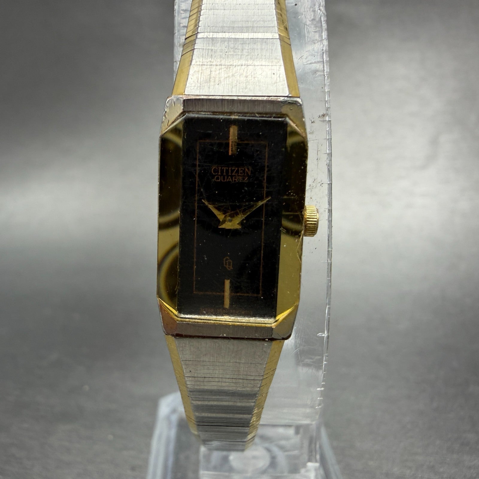 Citizen CQ Tank Watch Women 13mm Black Dial Two Tone 5421-F42228 New Battery0