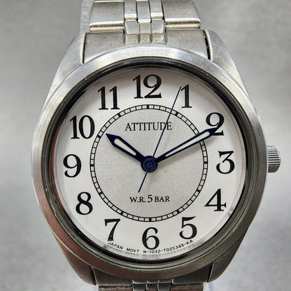 Citizen Attitude Watch Women 25mm Silver Dial Silver Tone Round New Battery1