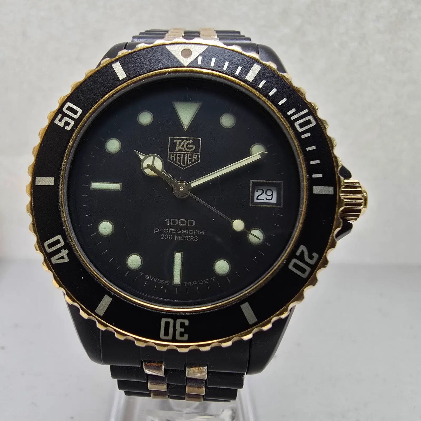 Tag Heuer Professional 1000 Watch Men 37mm Black Dial Two Tone Date New Battery1