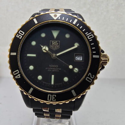 Tag Heuer Professional 1000 Watch Men 37mm Black Dial Two Tone Date New Battery1