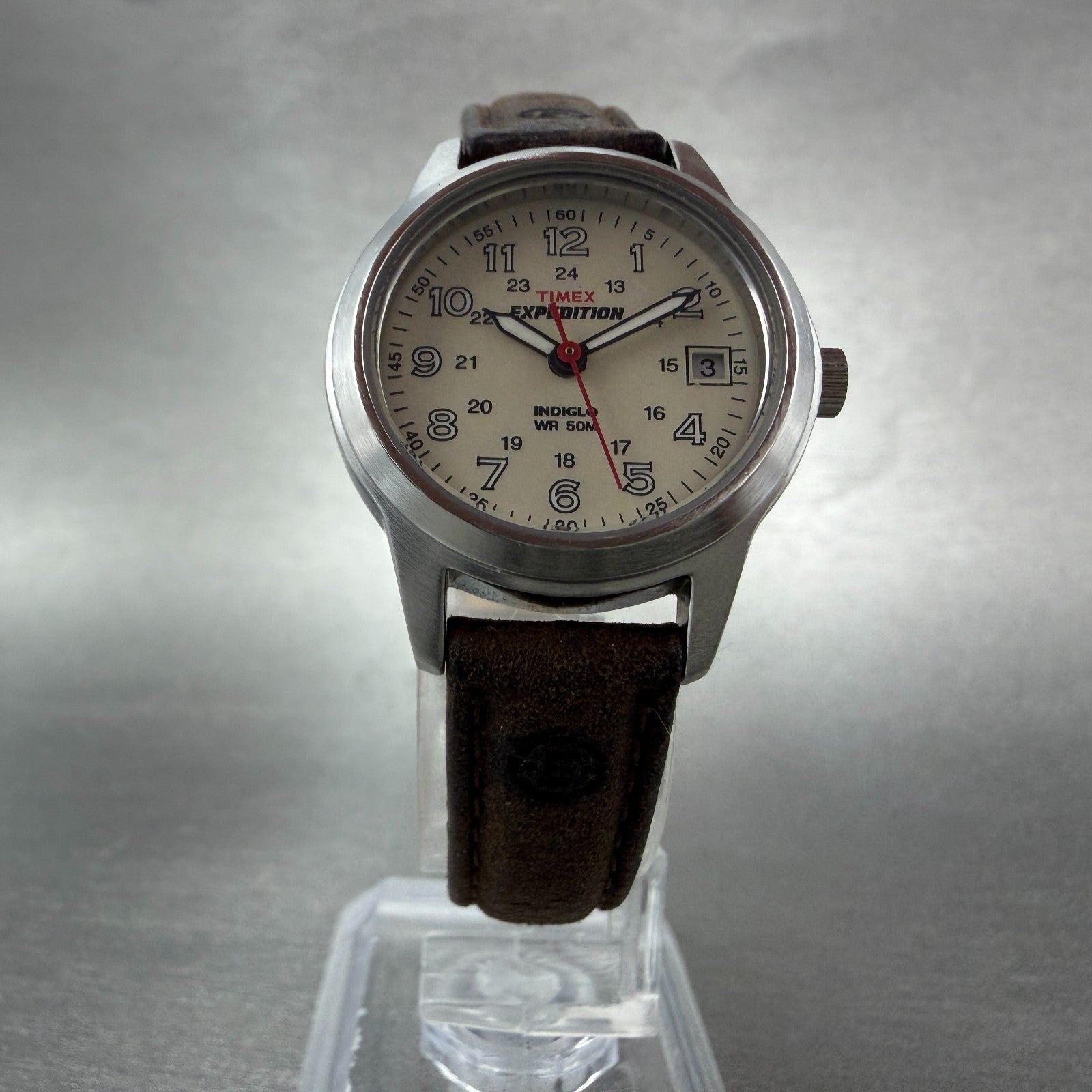 Timex Expedition Watch Women 26mm Cream Dial Silver Tone Round New Battery KL1235