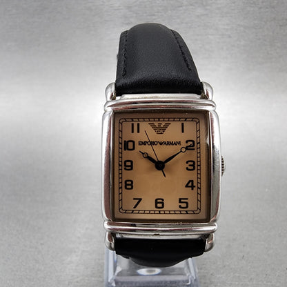 Emporio Armani Tank Watch Women 24mm Cream Dial Steel Rectangle AR0204 NewBat10