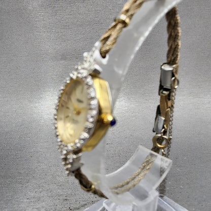 Lucien Piccard Dufonte Watch Women 16mm Champagne Dial Gold Tone Oval New Batt2