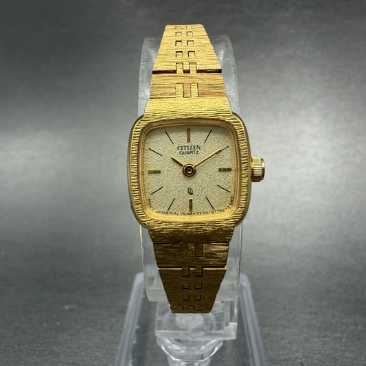 Citizen CQ Watch Women 17mm Champagne Dial Gold Tone 3220-893417 New Battery0