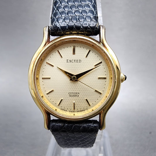 Citizen Exceed Watch Women 23mm Champagne Dial Gold Tone Round New Battery0