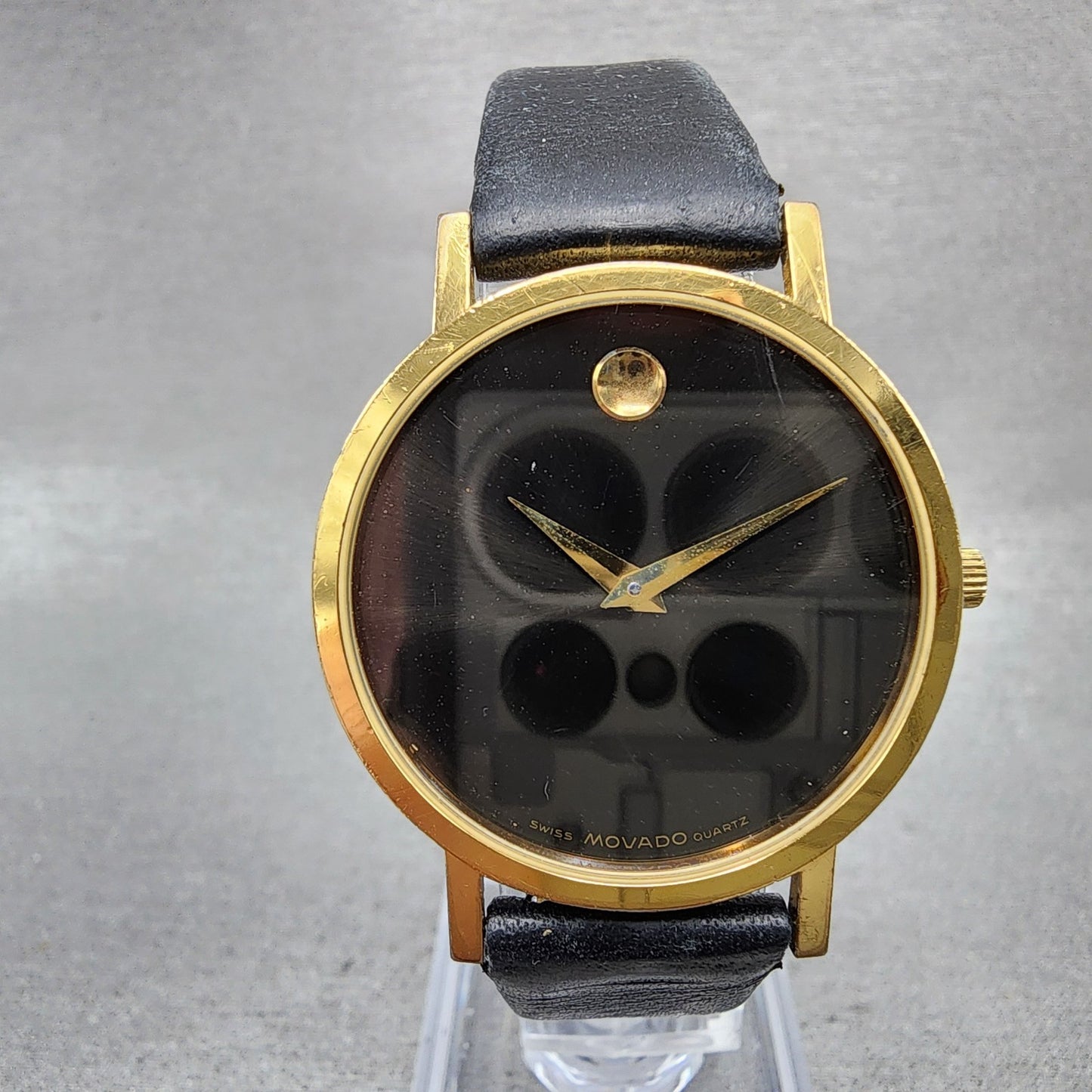 Movado Museum Watch 31mm Women Black Dial Gold Tone Round 87.45.882.1 New Batt0