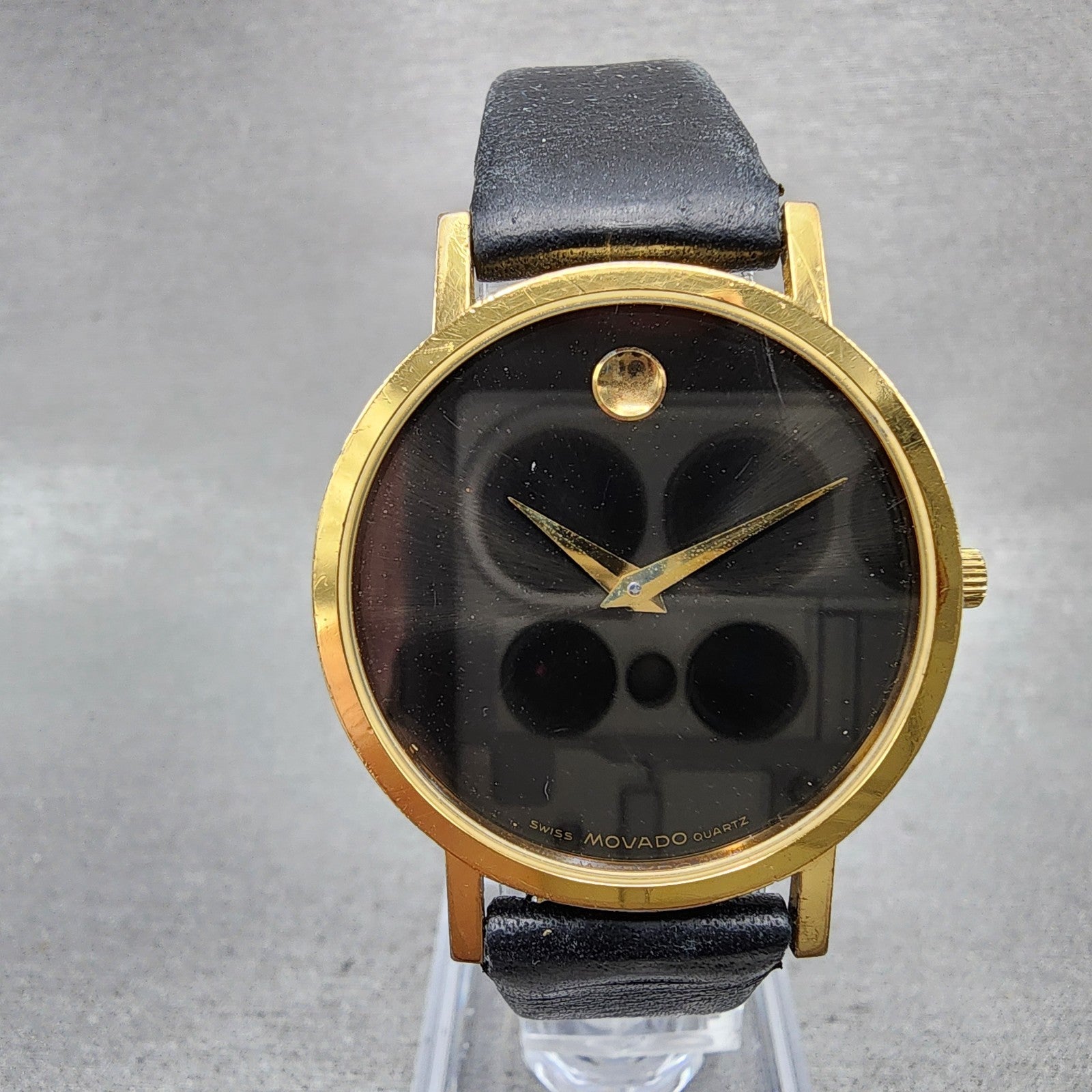 Movado Museum Watch 31mm Women Black Dial Gold Tone Round 87.45.882.1 New Batt0