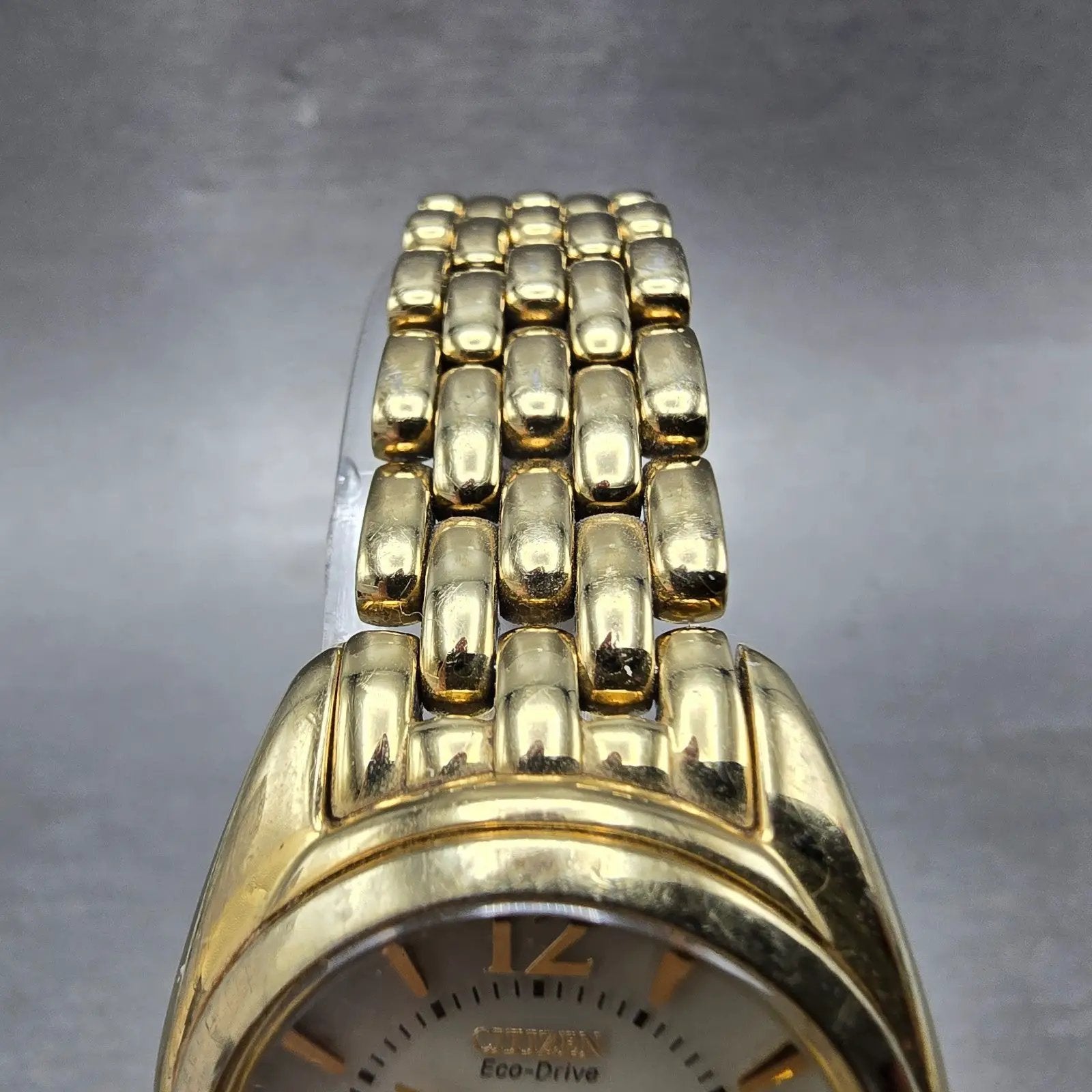 Citizen Eco-Drive Paladion Watch Women 28mm Cream Dial Gold Tone Date Runs4