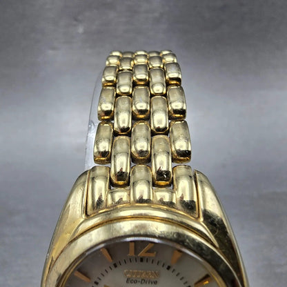 Citizen Eco-Drive Paladion Watch Women 28mm Cream Dial Gold Tone Date Runs4
