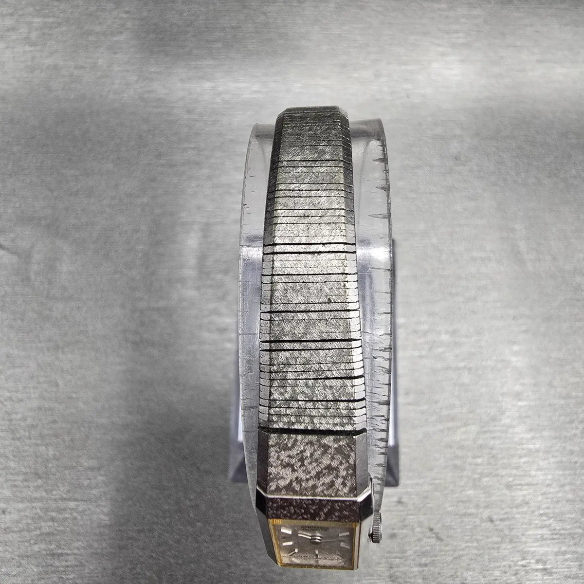 Seiko Tank Watch Women 12mm Silver Dial Silver Tone Rectangle 2E20-5029 New Batt4
