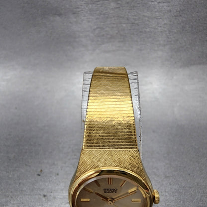 Seiko Watch Women 20mm Champagne Dial Gold Tone Round 2c210010 New Battery4