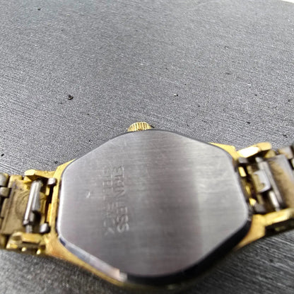 Lucien Piccard Defonte Watch Women 19mm Black Dial Gold Tone 5839 New Battery9