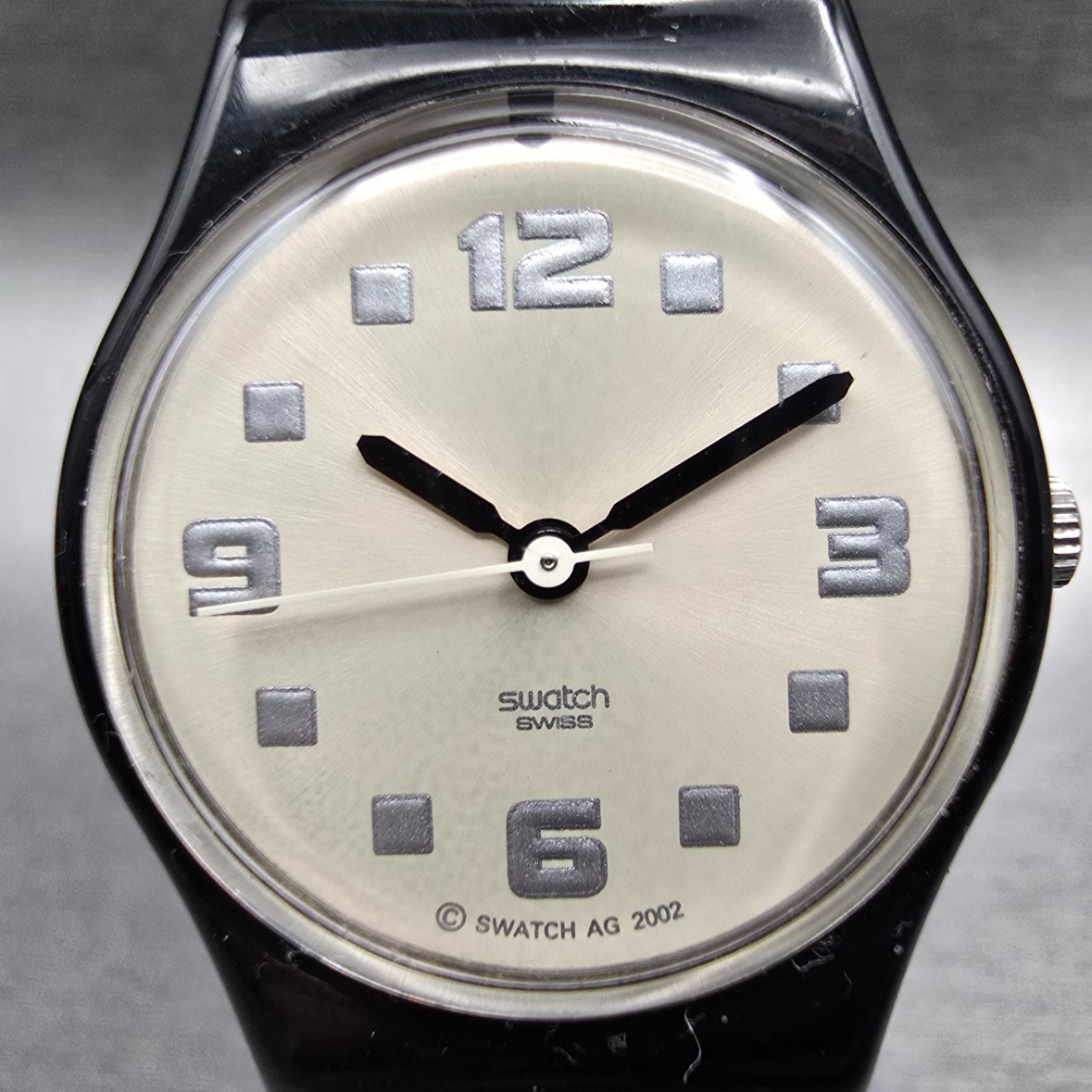 Swatch Chessboard Watch Women 25mm Cream Dial Black Case LB160G New Battery CH21