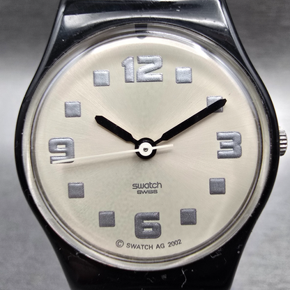 Swatch Chessboard Watch Women 25mm Cream Dial Black Case LB160G New Battery CH21