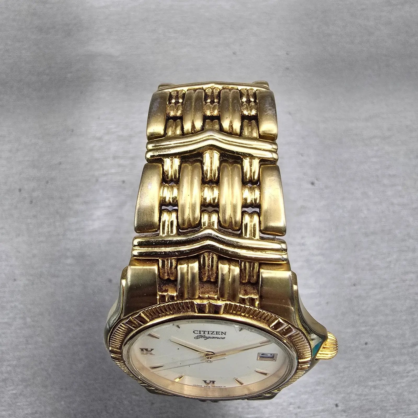Citizen Elegance Watch Men 34mm Cream Dial Gold Tone Date 5510-H14291 New Batt4
