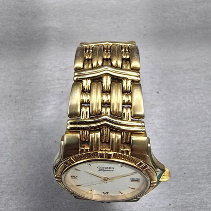 Citizen Elegance Watch Men 34mm Cream Dial Gold Tone Date 5510-H14291 New Batt4