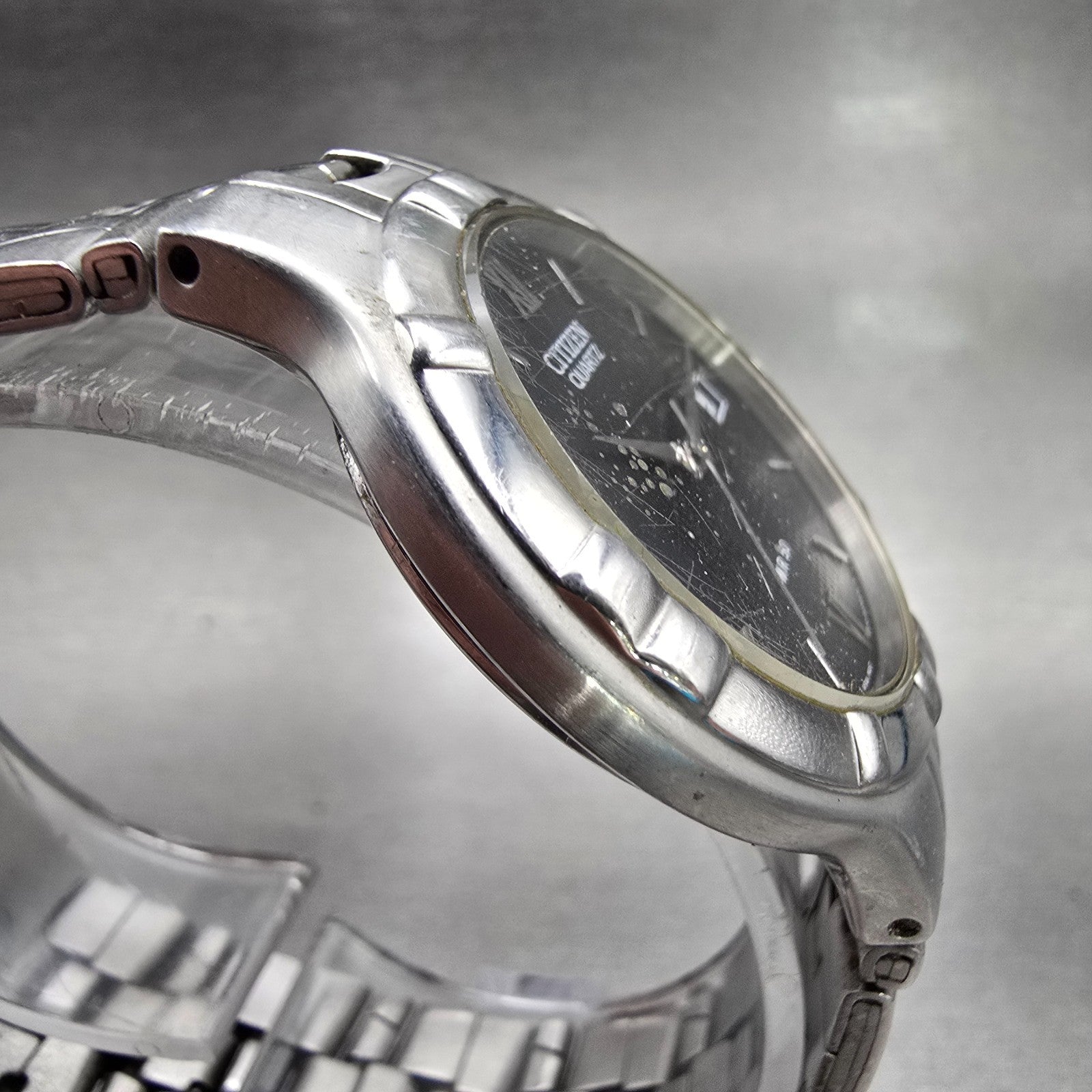 Citizen Watch Men 35mm Black Dial Silver Tone Date Round 2510-S047536 New Batt3