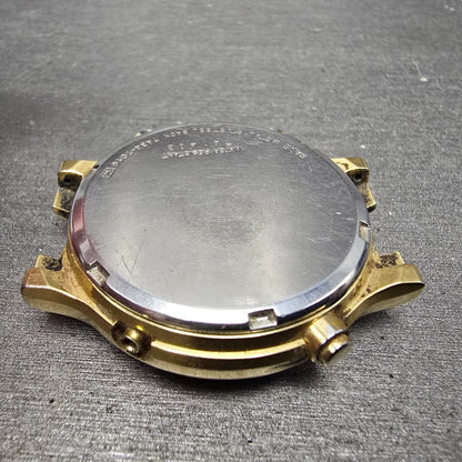 Seiko Chronograph Watch Men 37mm Gold Dial Gold Tone Date 7A34-7019 PARTS12