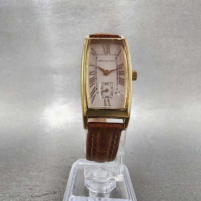 Hamilton Tank Watch Women 18mm Gray Dial Gold Tone Rectangle New Battery4