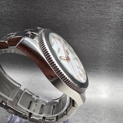 Fossil Perfect Boyfriend Watch Women 39mm White Dial Silver ES3728 New Battery3